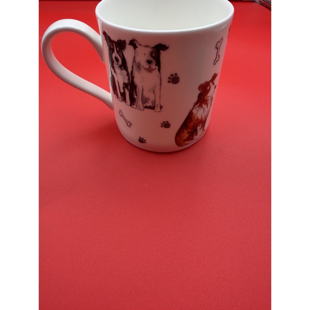 Roy Kirkham Fine Bone China England Dog Print White Mug